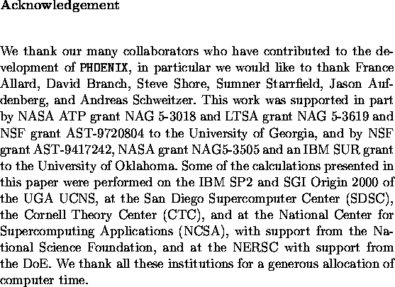 \begin{ack}
We thank our many collaborators who have contributed to the developm...
 ...hank all these
institutions for a generous allocation of computer time.\end{ack}