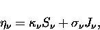 \begin{displaymath}
\eta_\nu = \kappa_\nu \ifmmode{S_{\nu}}\else{\hbox{$S_{\nu}$} }\fi+ \sigma_\nu \ifmmode{J_{\nu}}\else{\hbox{$J_{\nu}$} }\fi, \end{displaymath}